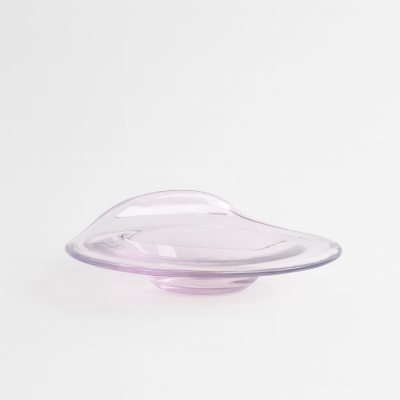 صحن تقديم زجاجي - وردي