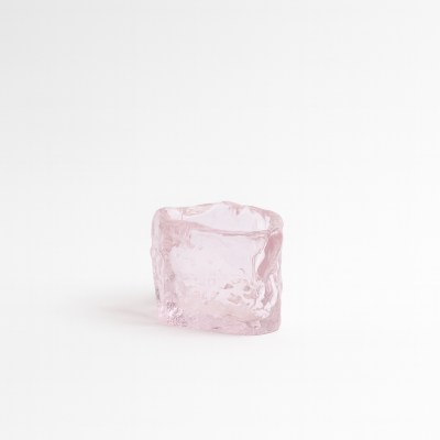 وعاء زجاجي مربع بحواف مموجة - صغير - وردي