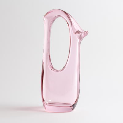 مزهرية زجاجية منحنية - وردية