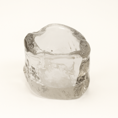 وعاء زجاجي مستطيل متموّج الحافة صغير - أبيض