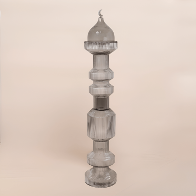 Decorative Glass candle holder with cover - Grey