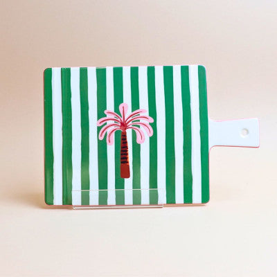 لوح تقديم الجبن مخطط – قطعة واحدة -  أخضر