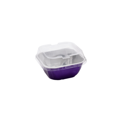 صحن طعام من الألمونيوم فويل للفرن والميكروويف مع غطاء 230ملل-10 حبة