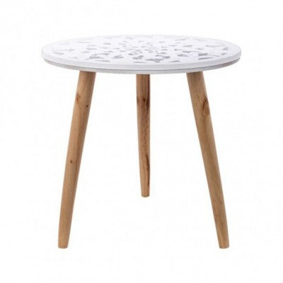 طاولة خسبيه ذات نقش - ابيض