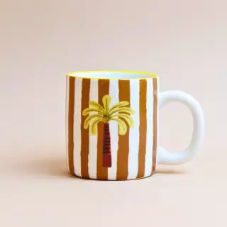 كوب مخطط – 300 مل– أصفر خردلي