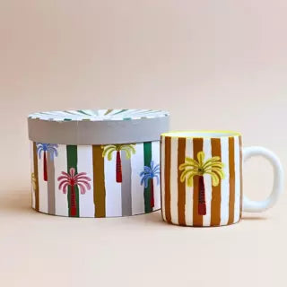 كوب مخطط – 300 مل– أصفر خردلي