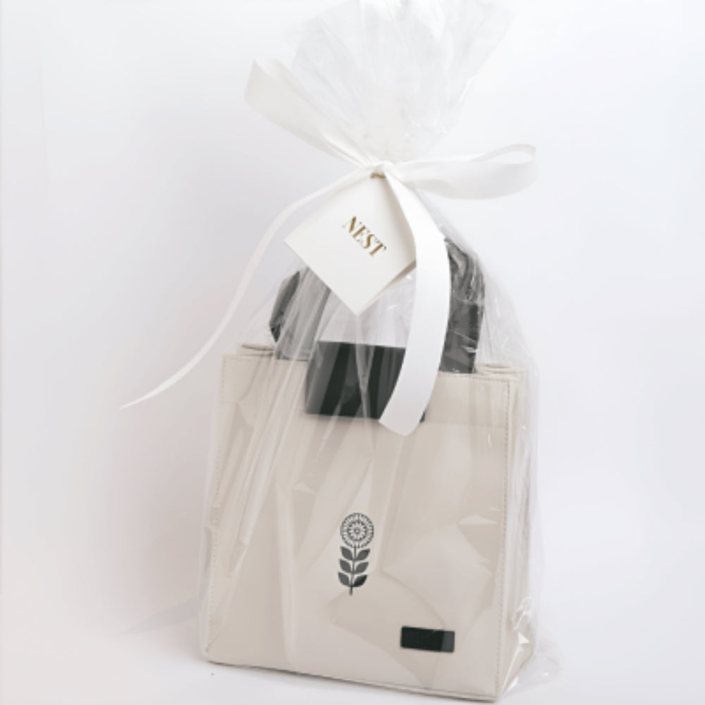 Leather Coffee Off-White Set