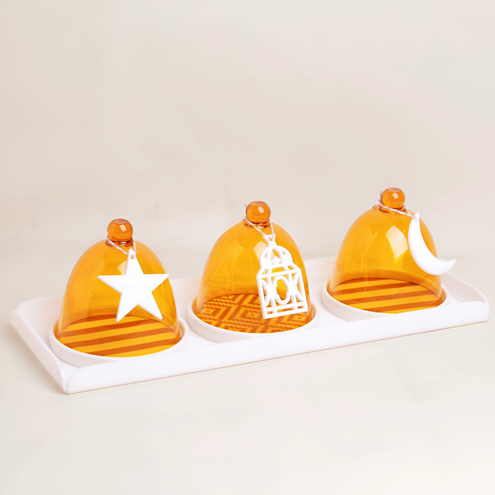 أطباق كيك مع غطاء وصينية أكريليكية