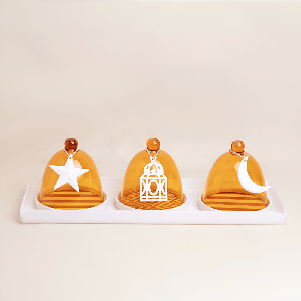 أطباق كيك مع غطاء وصينية أكريليكية