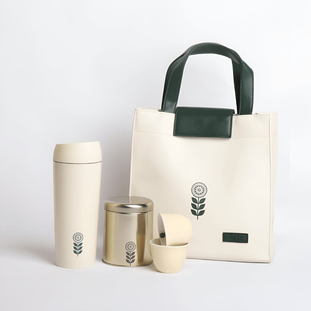 Leather Coffee Off-White Set