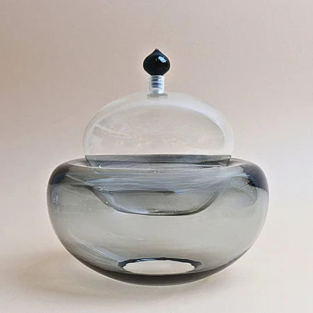 Glass Bowl  with cover - Grey