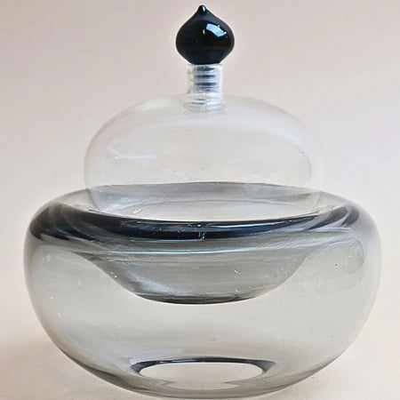 Glass Bowl  with cover - Grey