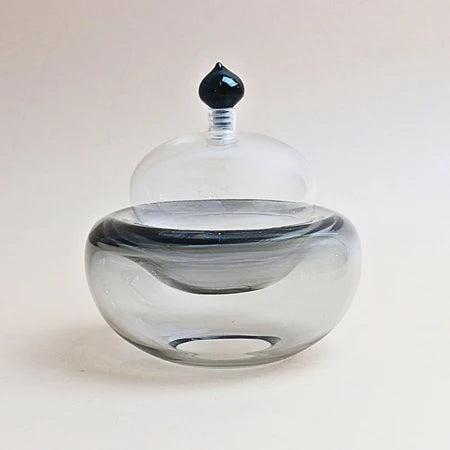 Glass Bowl  with cover - Grey