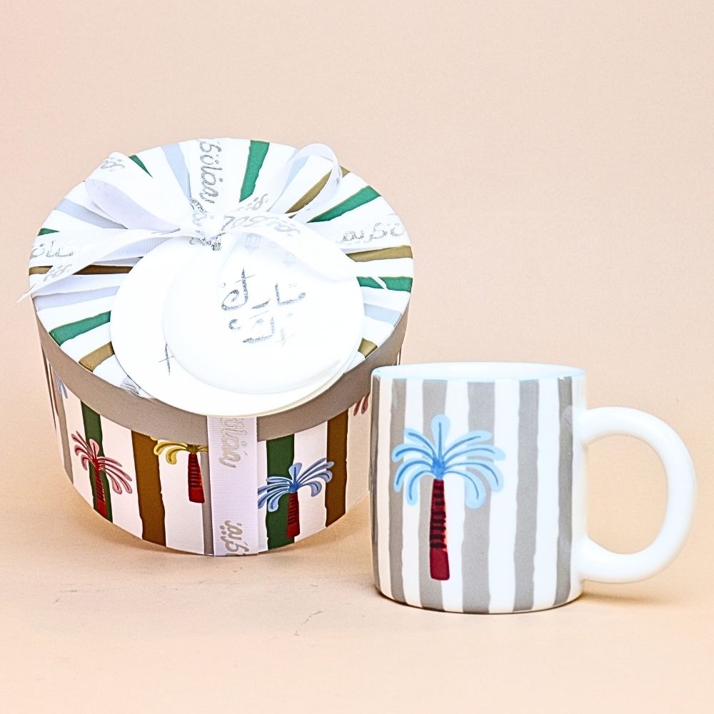 كوب مخطط – 300 مل– رمادي