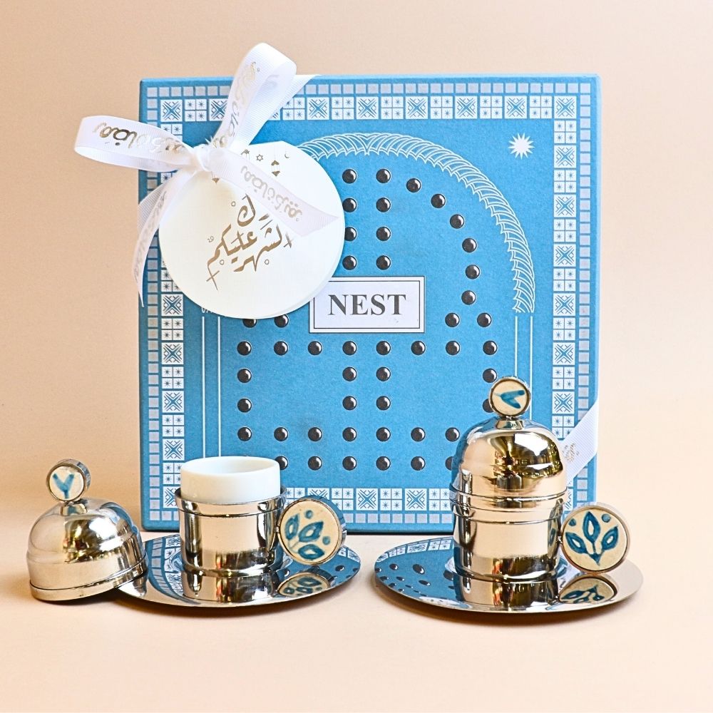 فنجان وصحن تركي – فضي (قطعتان)