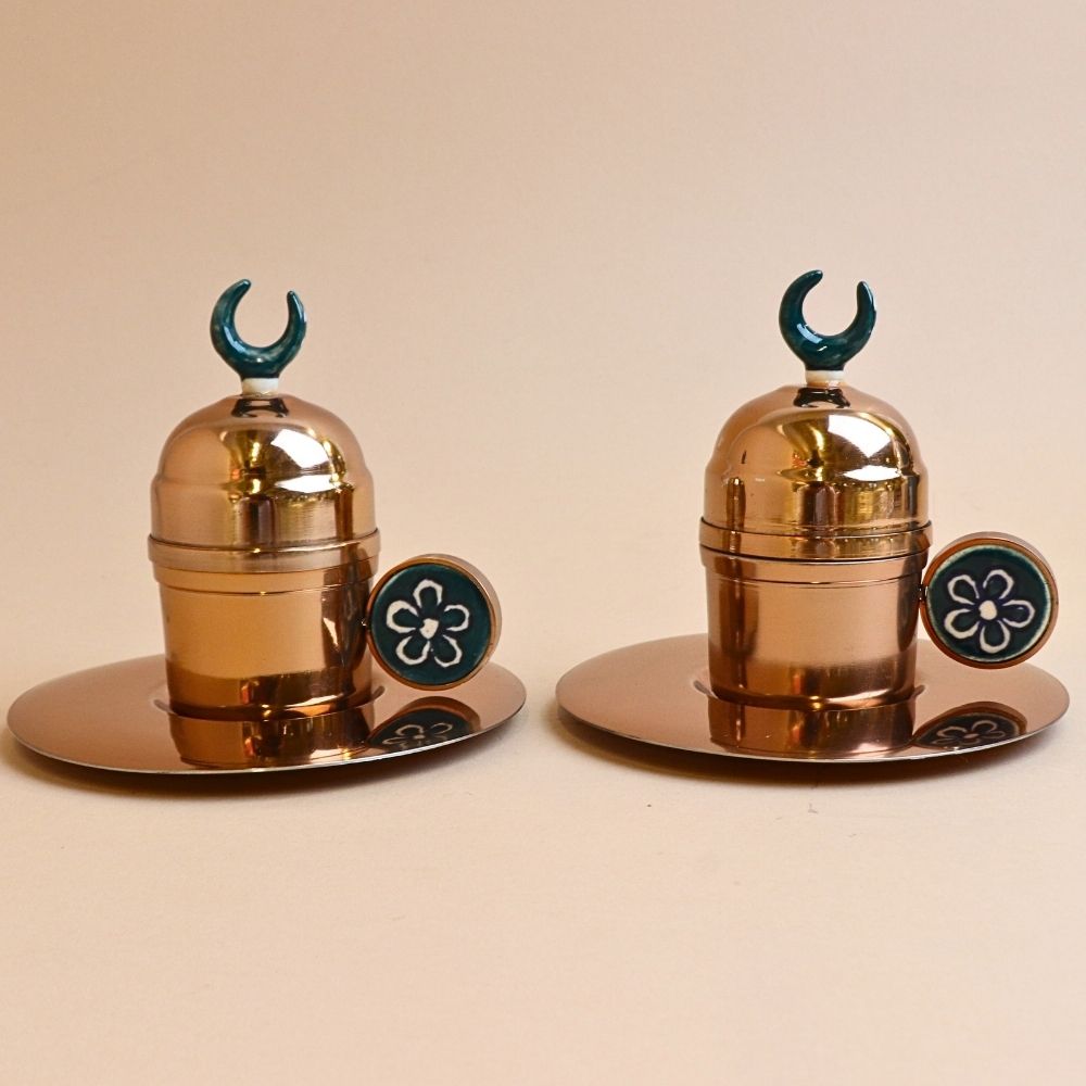 فنجان وطبق قهوة تركي – روز غولد (قطعتان)