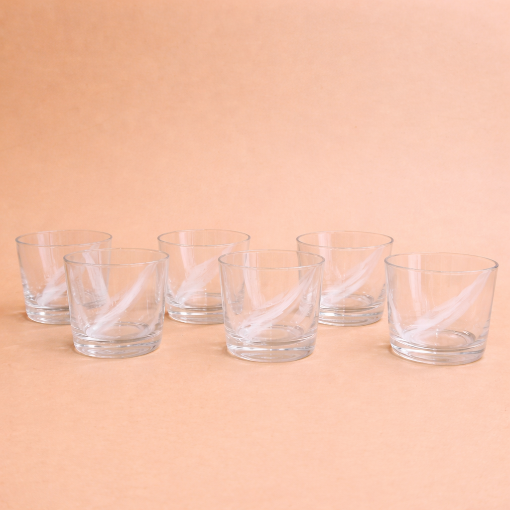 طقم أكواب حلوى زجاجية -  أبيض