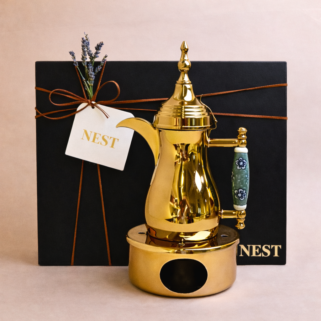 Stainless Steel Dallah with Base Stand -  Gold
