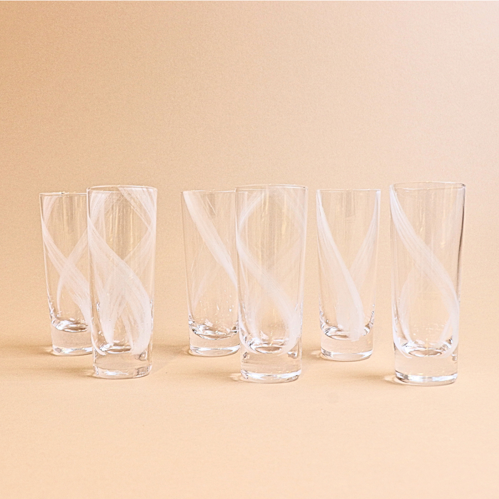 طقم أكواب حلوى زجاجية -  أبيض