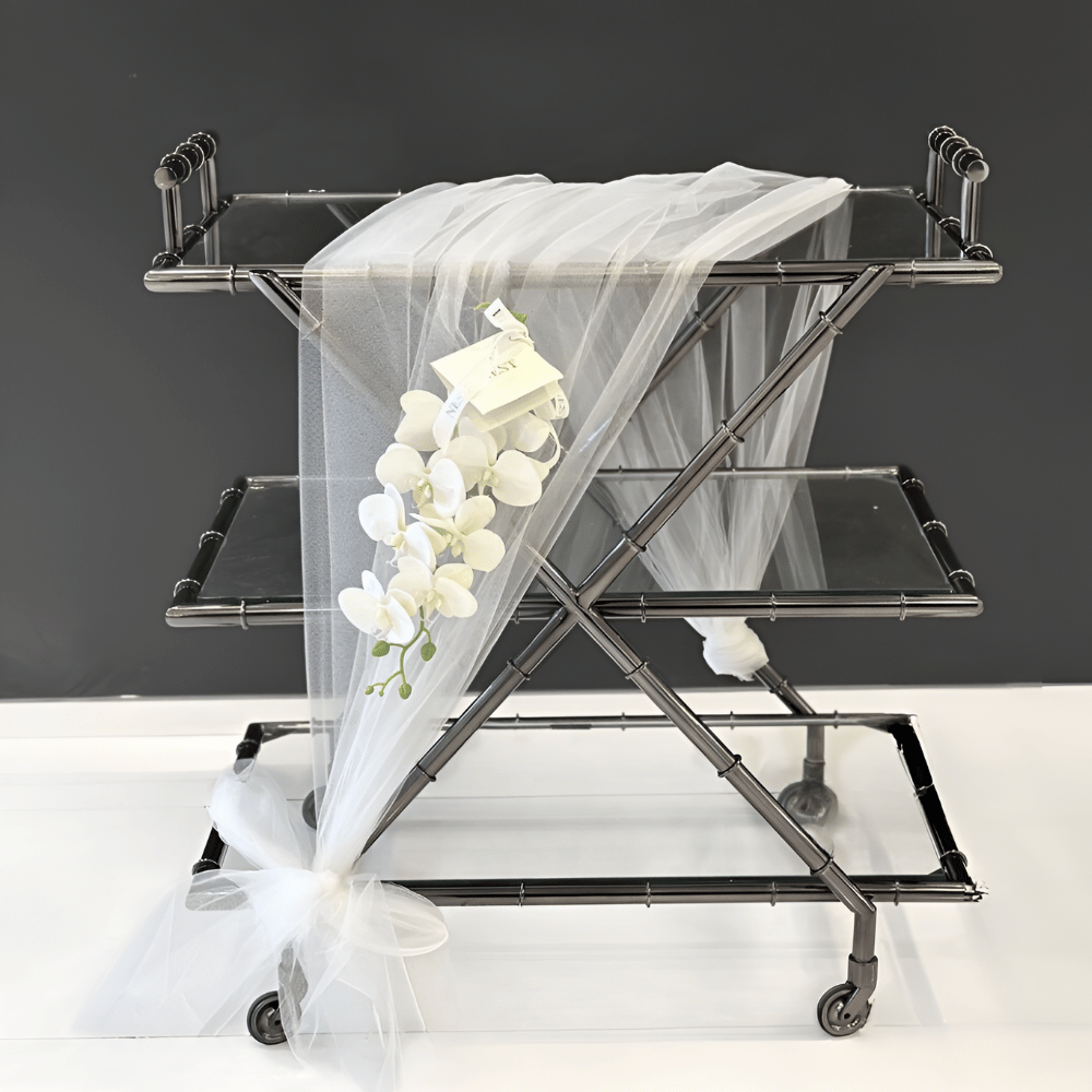 عربة تقديم بثلاث طبقات من الستانلس ستيل