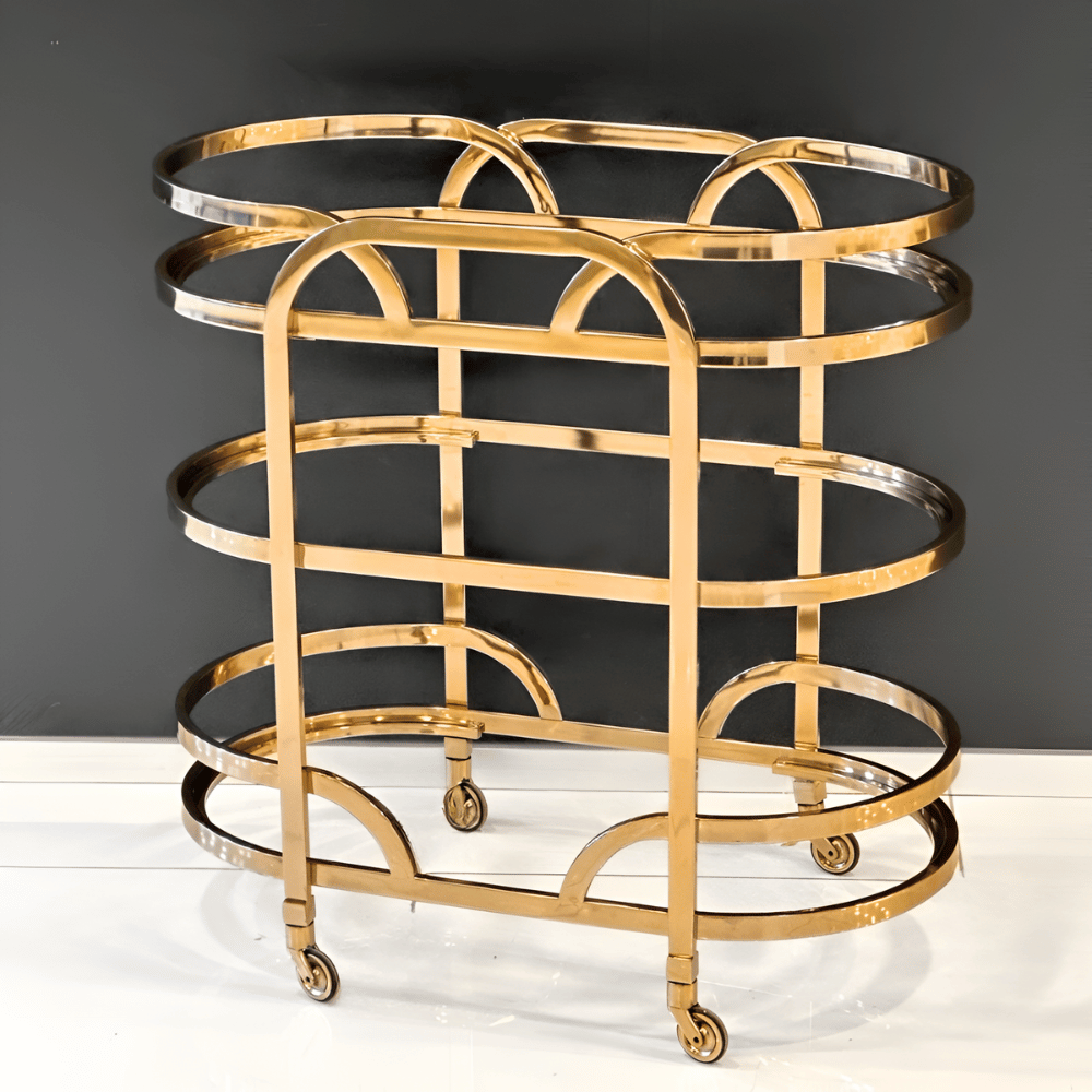 عربة تقديم دائرية الشكل بثلاث طبقات