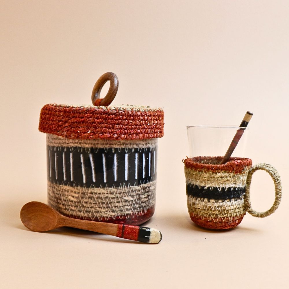 طقم استكانة يدوي – برتقالي