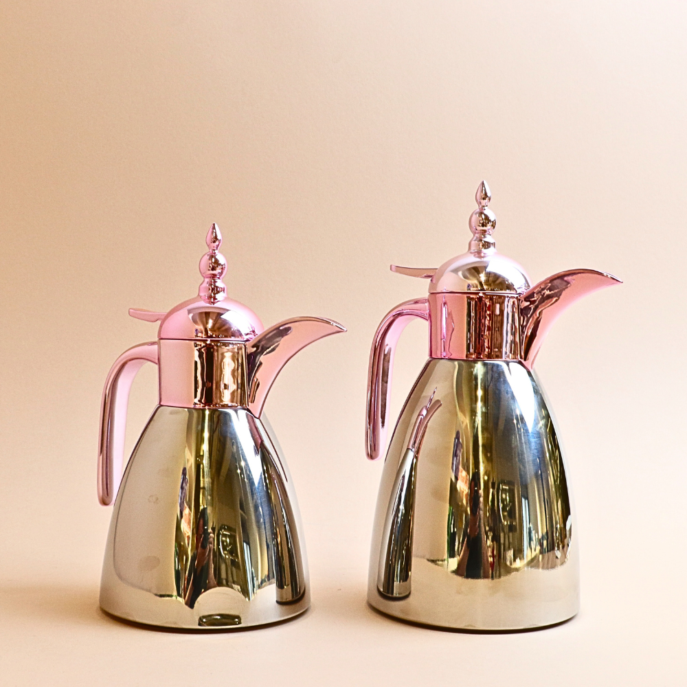 ترمس قهوة من الستانلس ستيل – وردي(0.7 لتر + 1 لتر)
