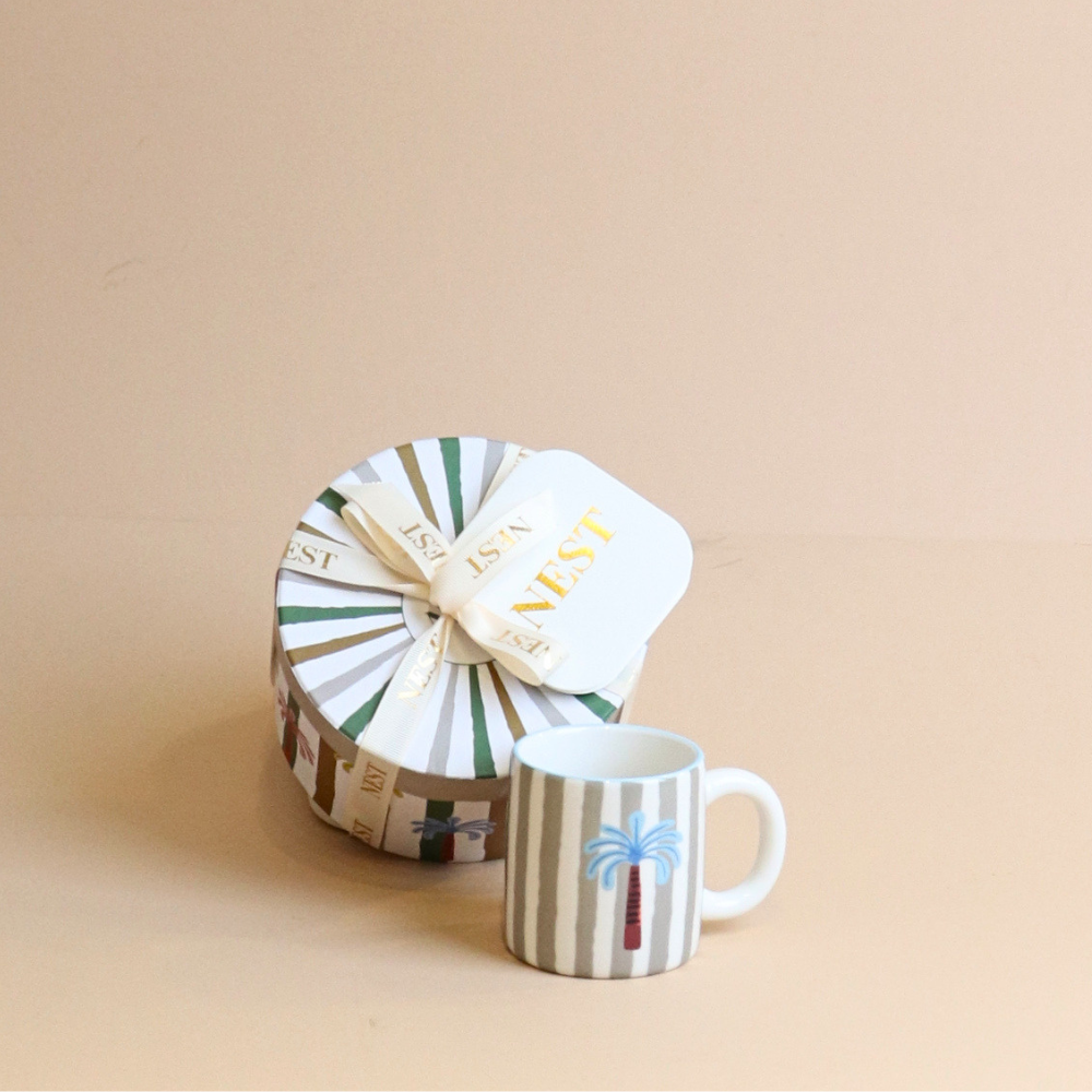 striped  Mug , 300 ml -  Grey