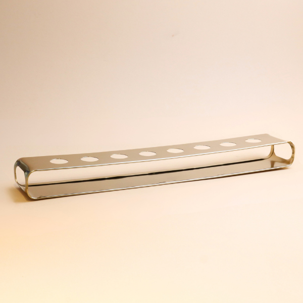 Stainless Steel Glass Holder with long white wavy Glass