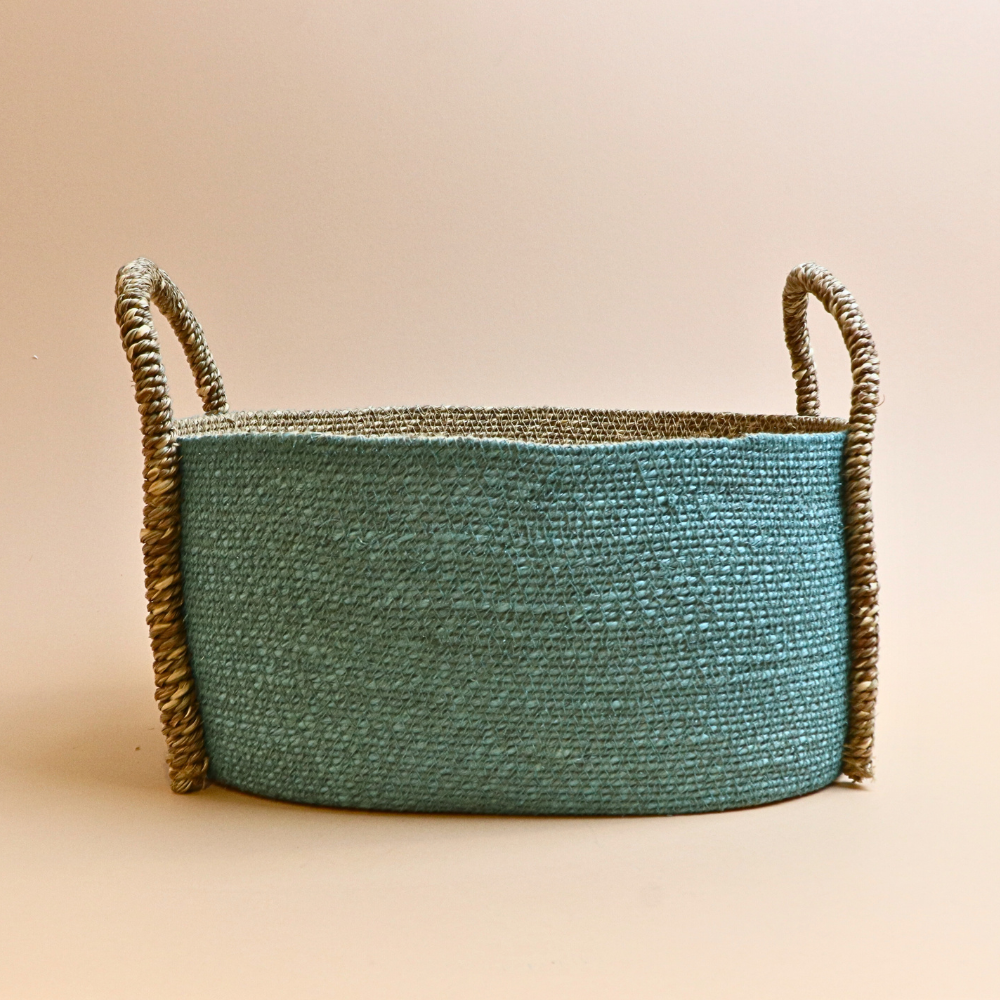 سلة يدوية الصنع – تركواز