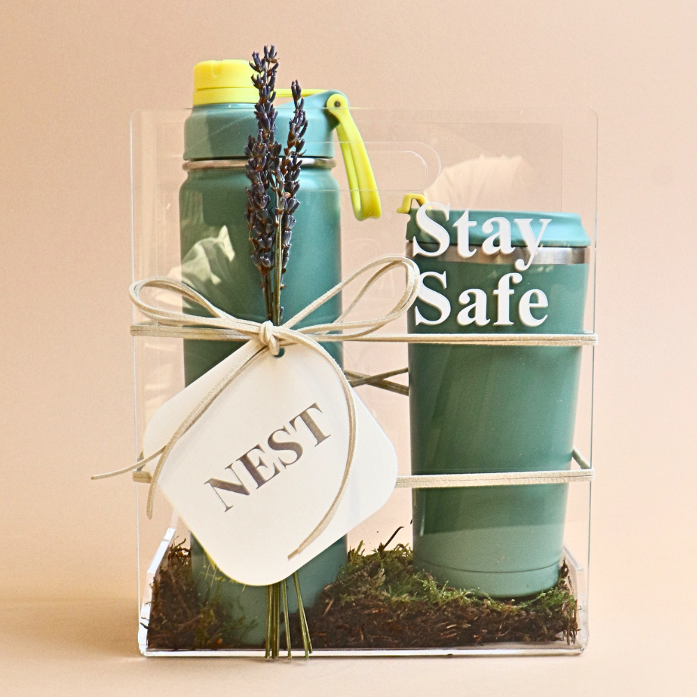 كوب حراري و مطارة ماء -  أخضر