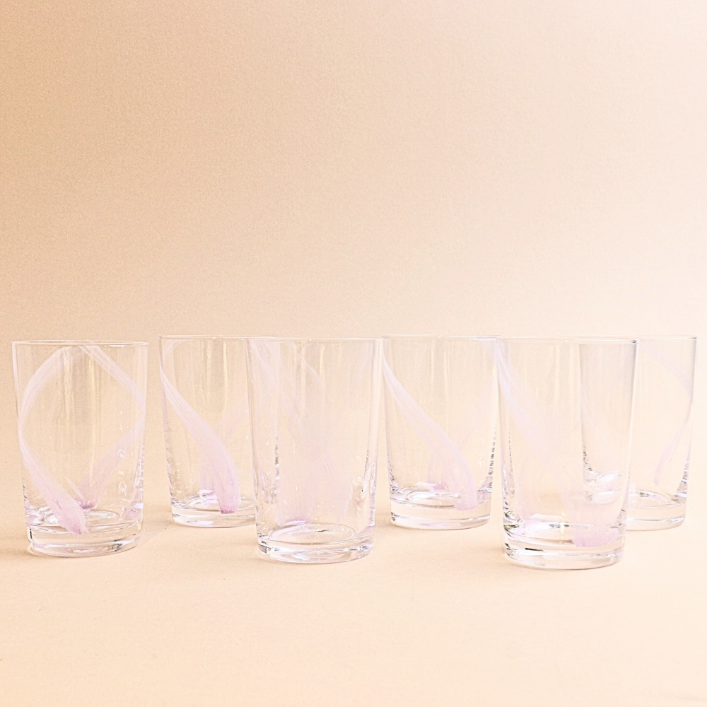 Set of Glass cup  - pink (6 pcs)