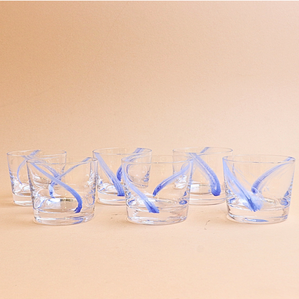 Set of Wavy Glass Bowl - Blue (6 pcs)