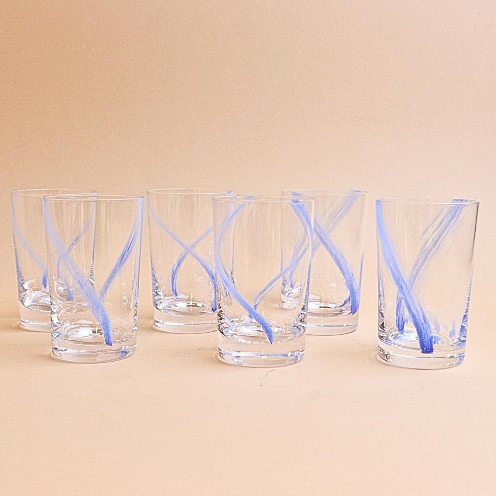 Set of Glass cup 6  pcs -  Blue