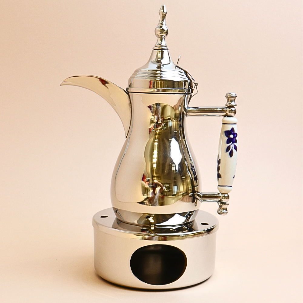 دلة ستانلس ستيل مع قاعدة – فضي