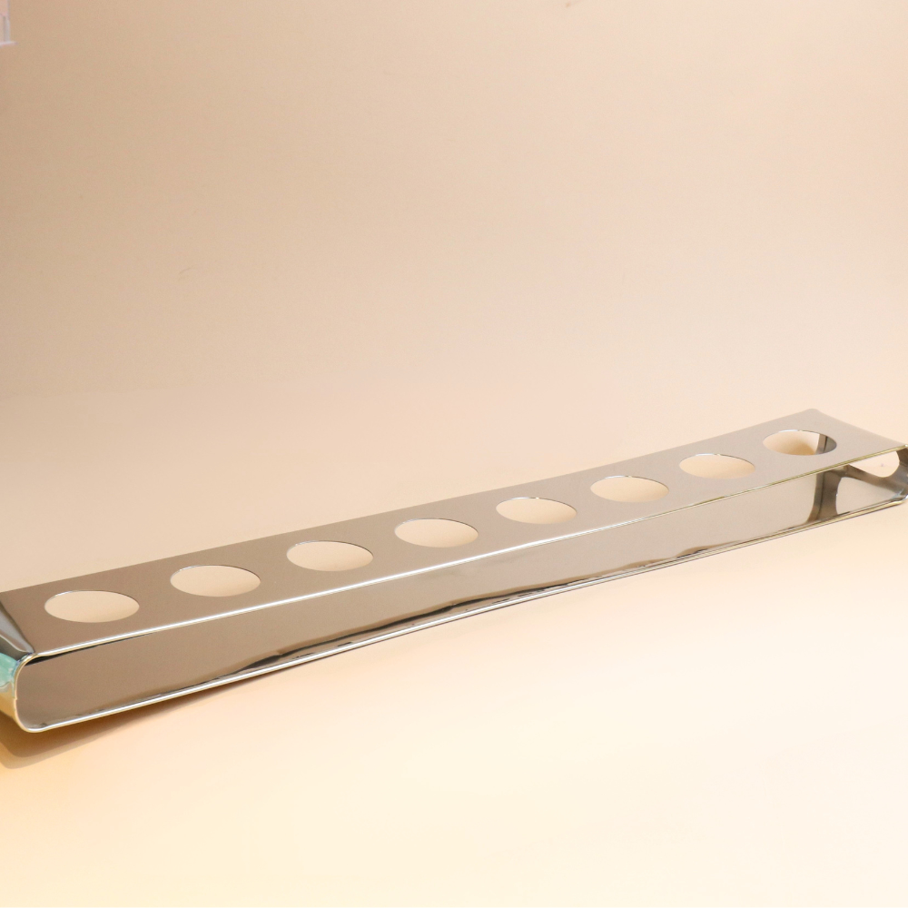 Stainless Steel Glass Holder With white short Glass