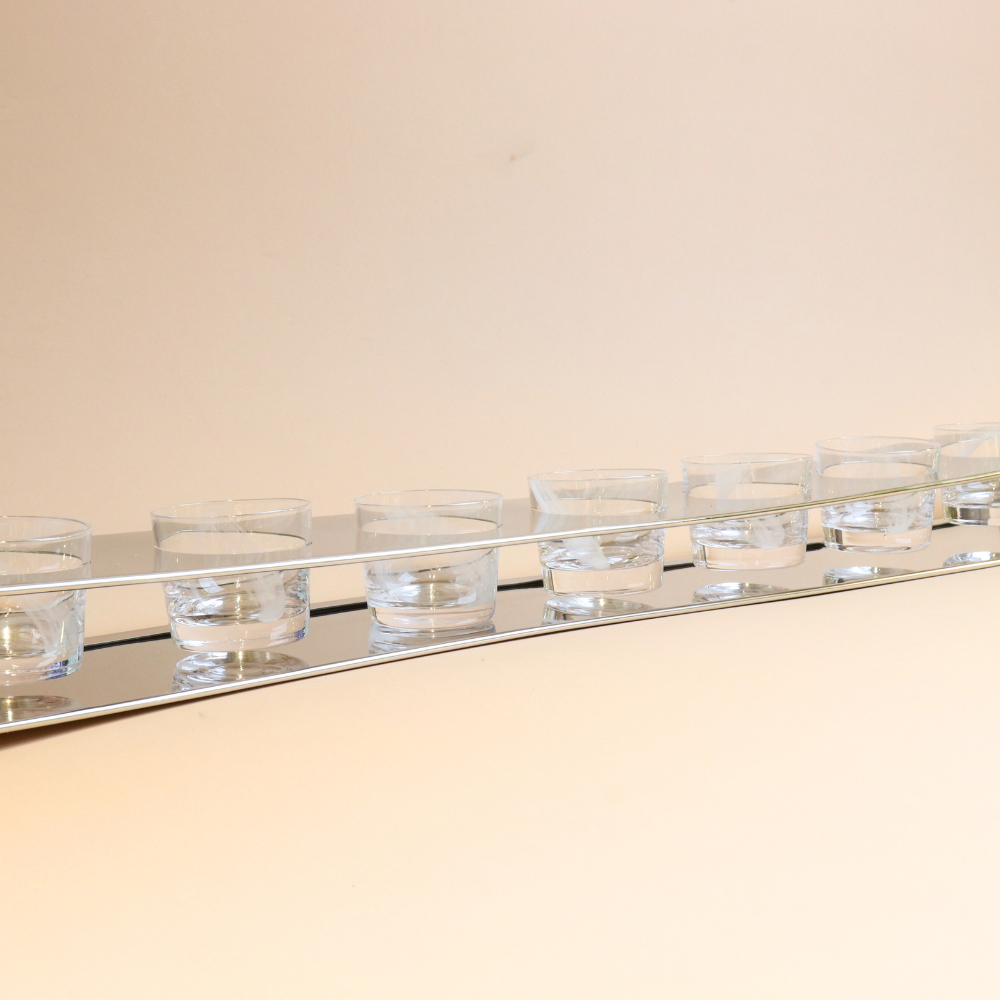 Stainless Steel Glass Holder With white short Glass