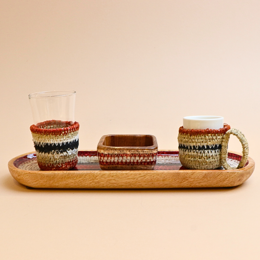 طقم ضيافة كوب تركي يدوي – برتقالي