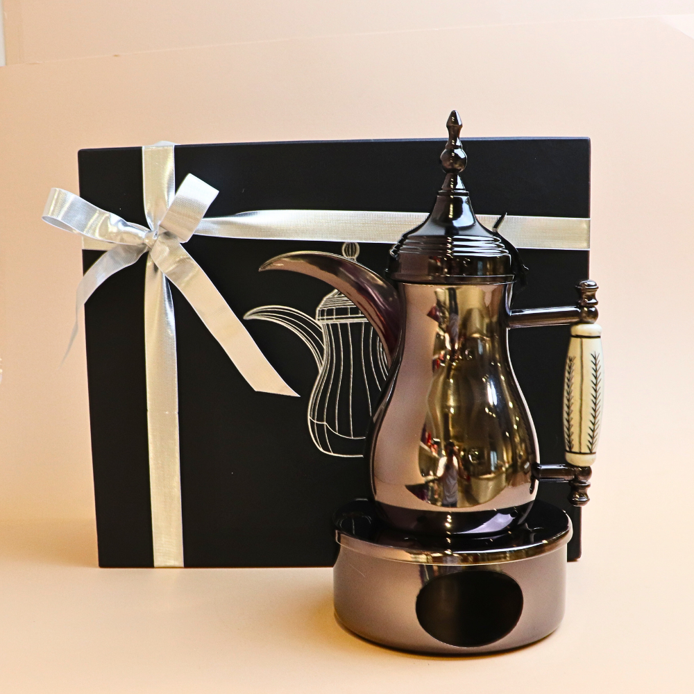 دلة ستانلس ستيل مع قاعدة – أسود