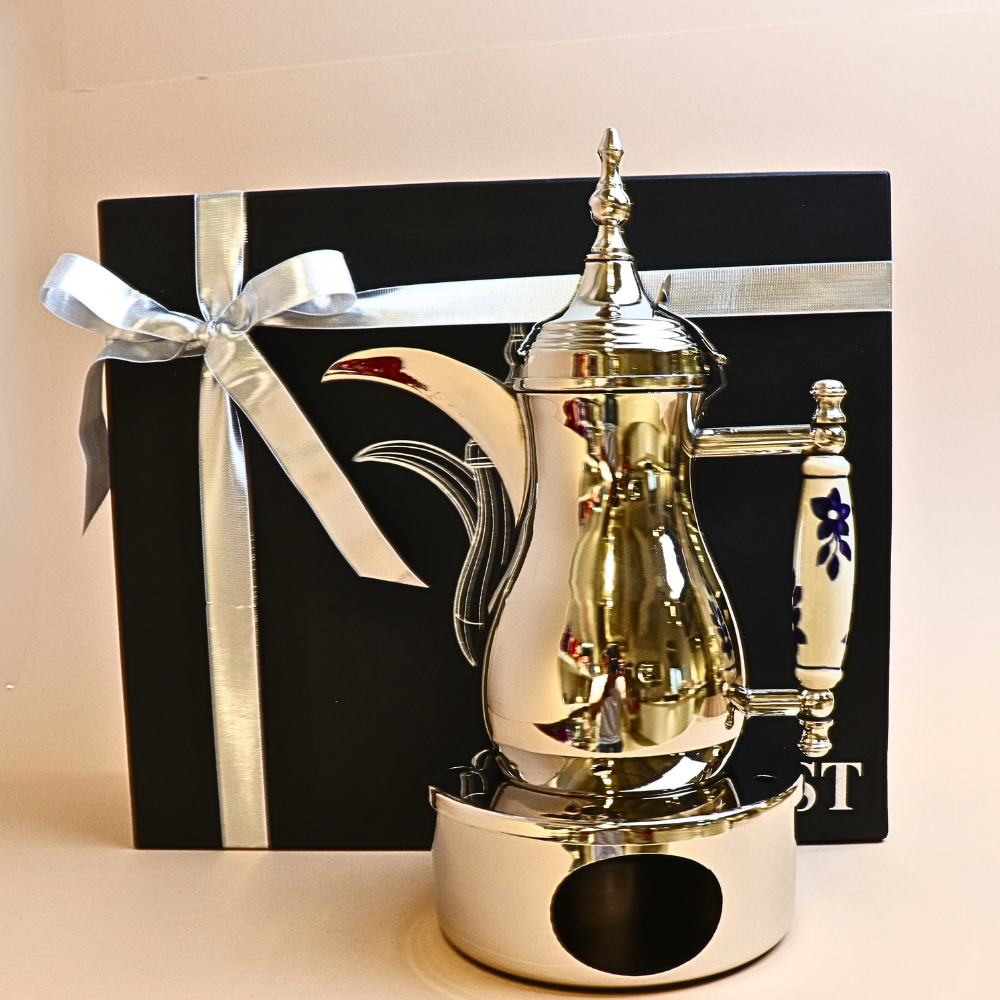 دلة ستانلس ستيل مع قاعدة – فضي