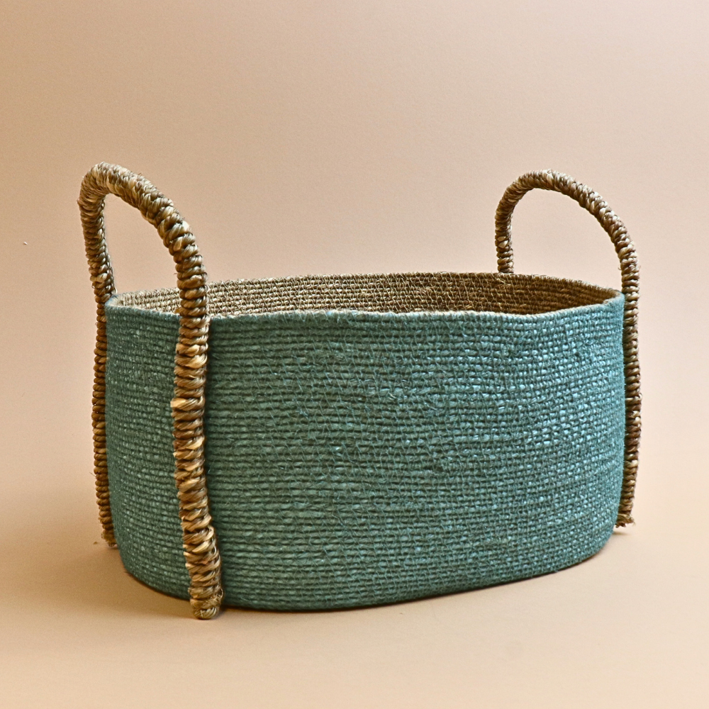 سلة يدوية الصنع – تركواز