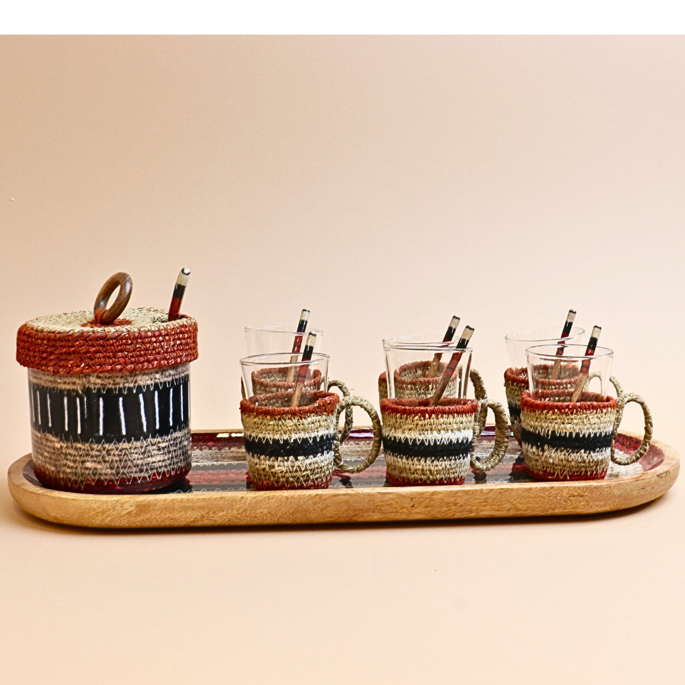 طقم استكانة يدوي – برتقالي