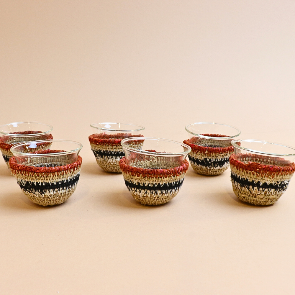 طقم فناجين يدوية – 6 قطع – برتقالي