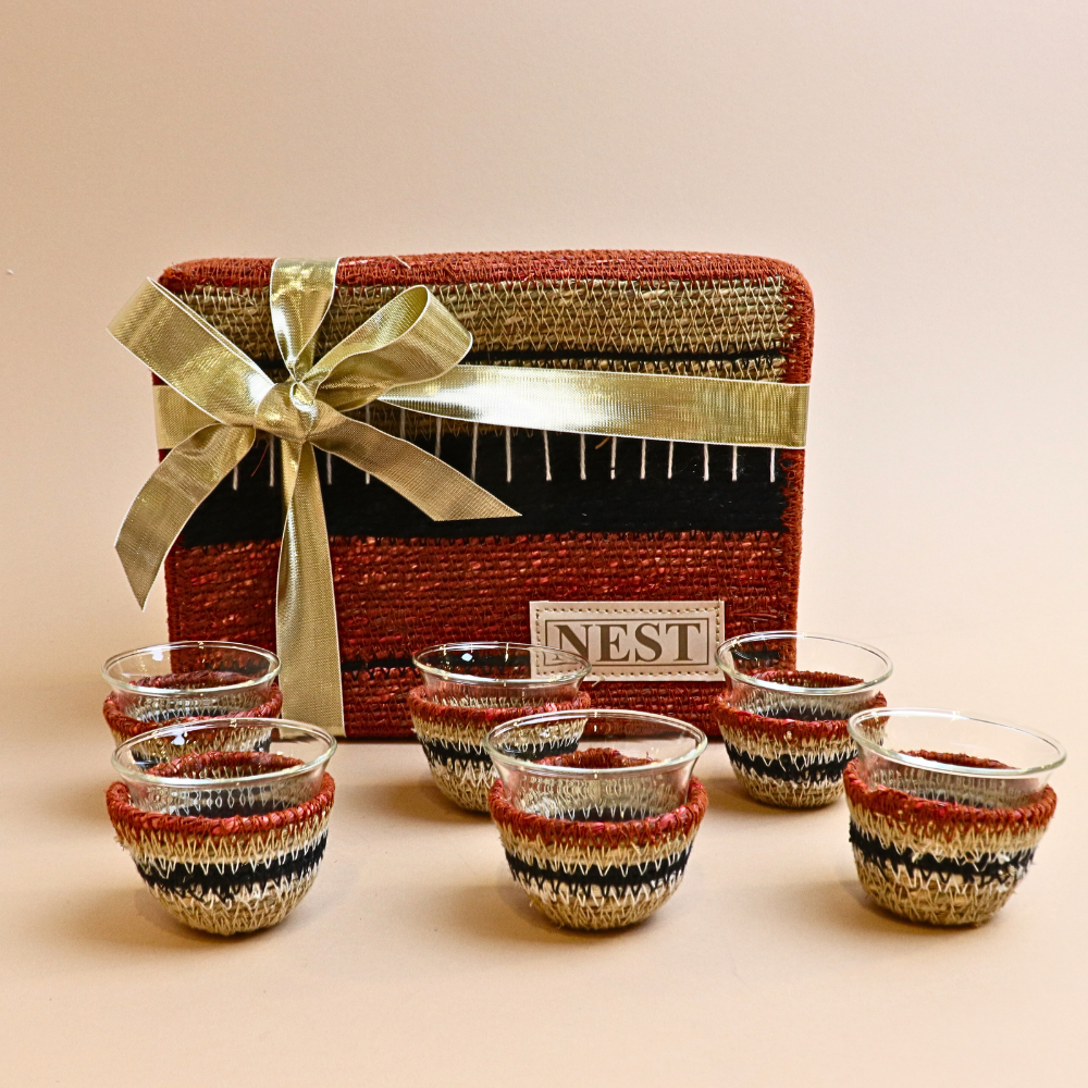 طقم فناجين يدوية – 6 قطع – برتقالي