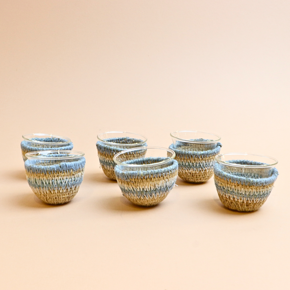 طقم فناجين يدوية – 6 قطع – أزرق
