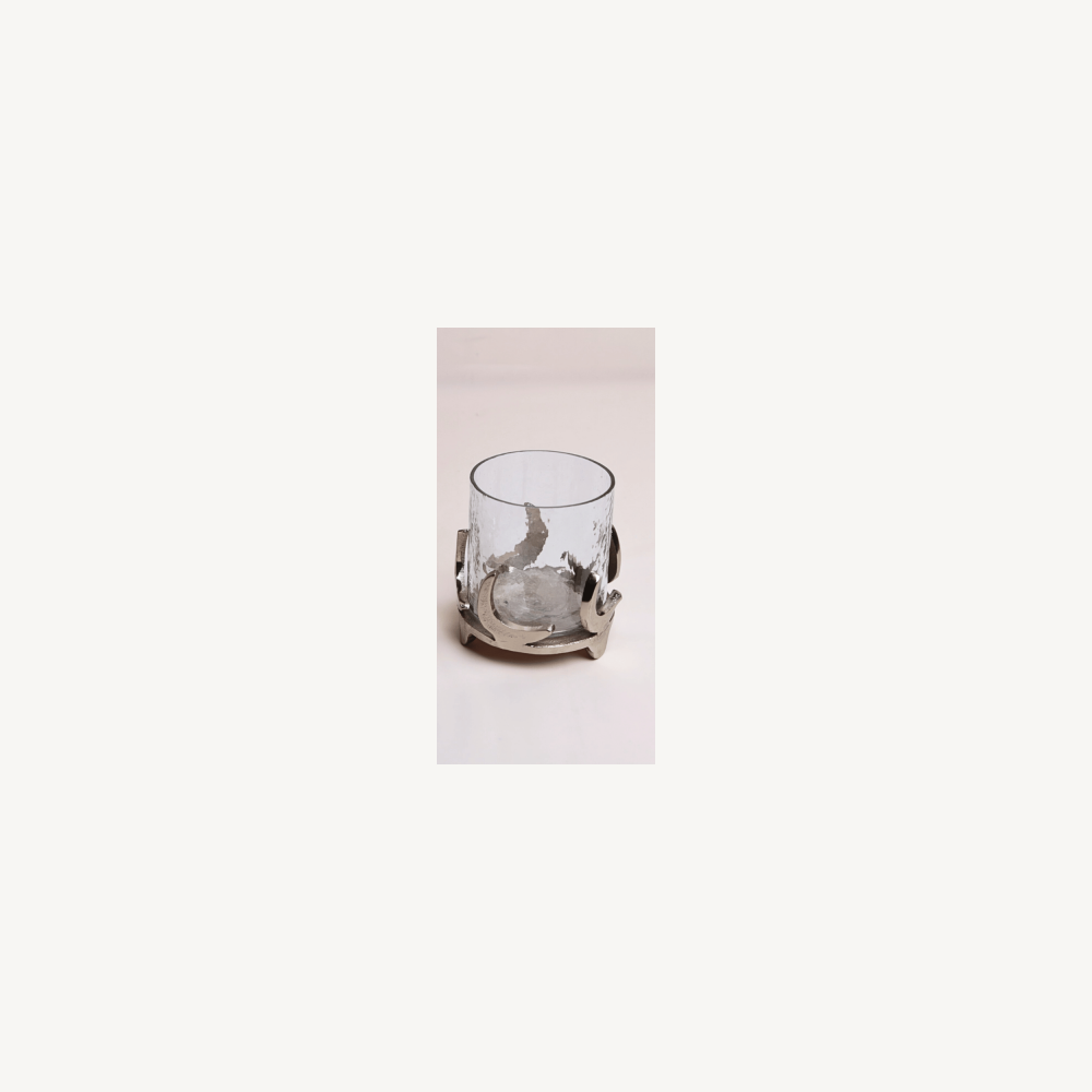 Moon shaped Candle holder ,silver