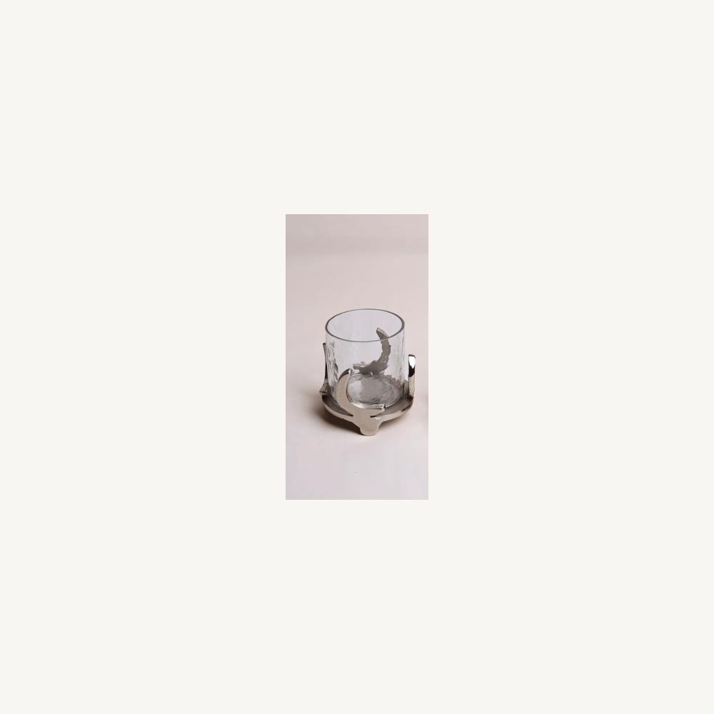 Moon shaped Candle holder ,silver
