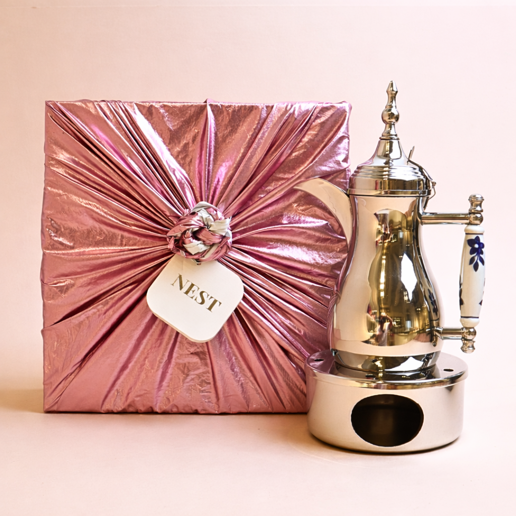 دلة ستانلس ستيل مع قاعدة – فضي