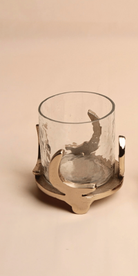 Moon shaped Candle holder ,Gold