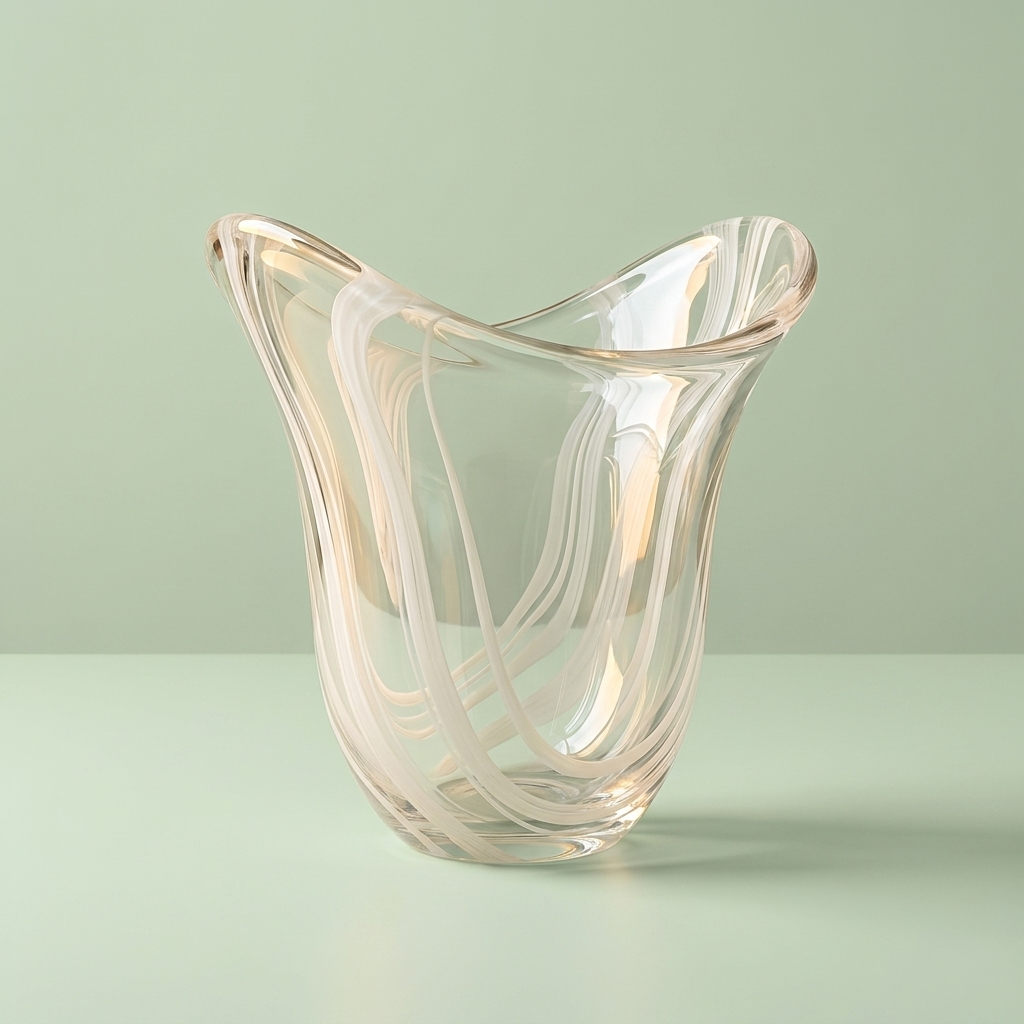 Striped Glass Vase - White